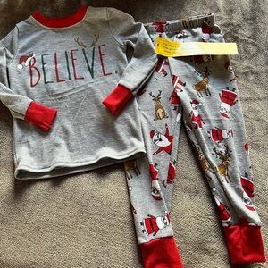 NWT Rae Dunn 2T Christmas Pajamas Set with Santa and Reindeers
